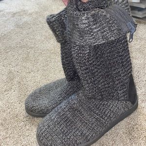 Grey (slipper) boots — can be worn inside and outside
